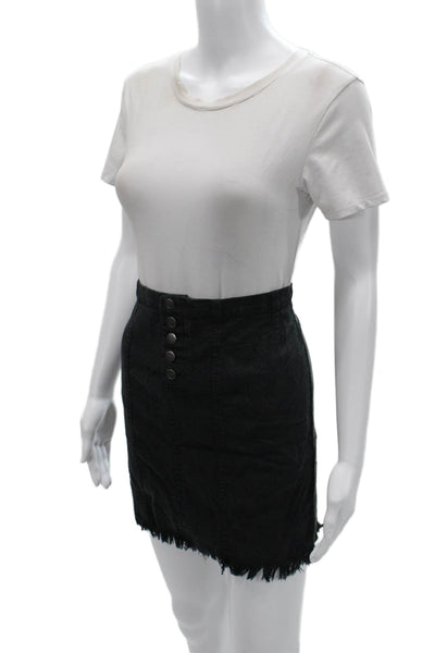 Chaser Women Mini Pencil Skirt Black Solid Polyester Size L