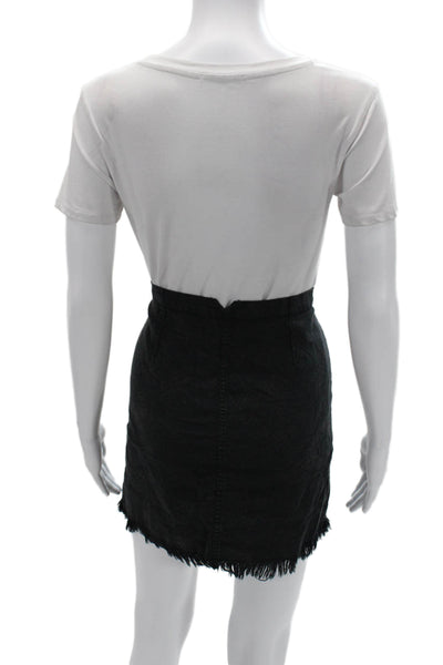 Chaser Women Mini Pencil Skirt Black Solid Polyester Size L