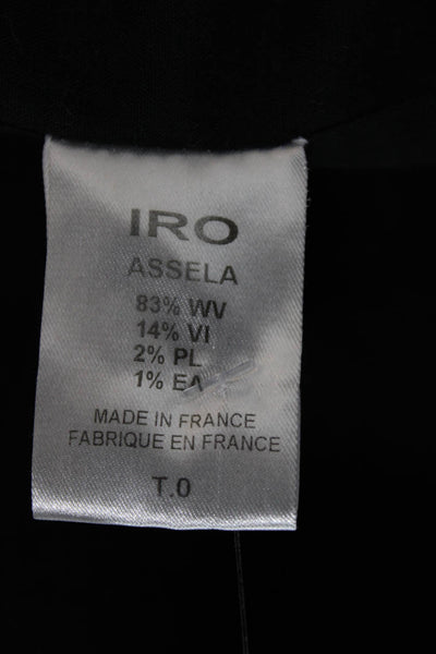 IRO Women Blazer Black Argyle Zip Long Sleeve Round Neck Size 0