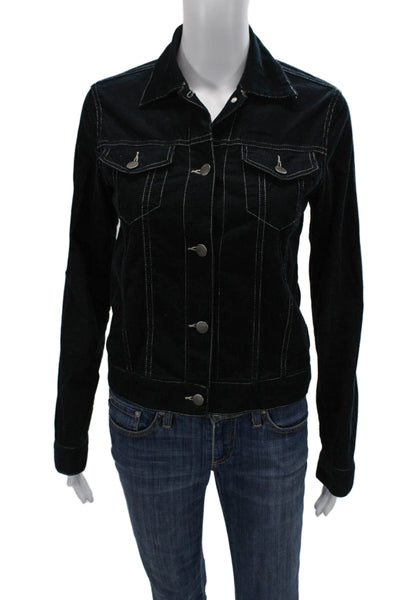 Theory Women Black Collared Button Jacket Cotton Blend 90s Style Size S