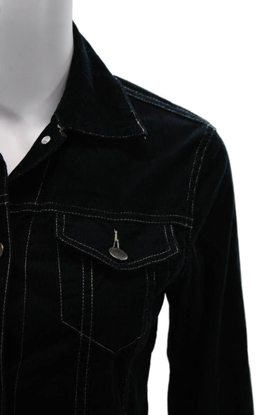 Theory Women Black Collared Button Jacket Cotton Blend 90s Style Size S