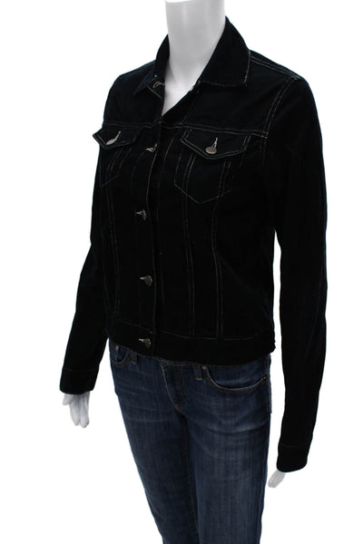 Theory Women Black Collared Button Jacket Cotton Blend 90s Style Size S