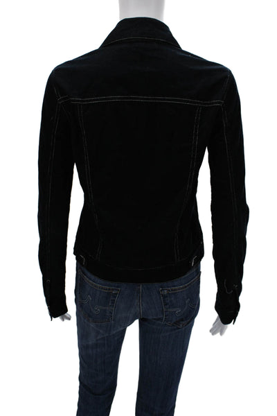 Theory Women Black Collared Button Jacket Cotton Blend 90s Style Size S