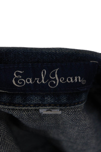 Earl Jean Women Collared Button Dark Blue Cotton 90s Jacket Long Sleeve Size S