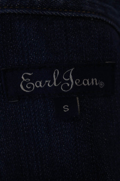 Earl Jean Women Dark Blue Collared Button Jacket Long Sleeve 90s Size S
