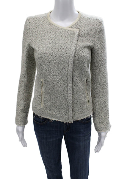 IRO Women Designer Gray Zip Long Sleeve Jacket Round Neck Size 0