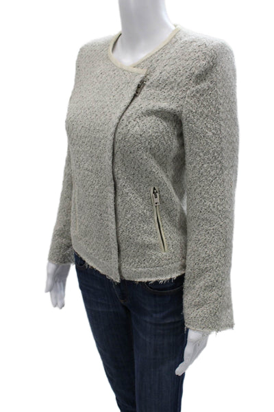 IRO Women Designer Gray Zip Long Sleeve Jacket Round Neck Size 0