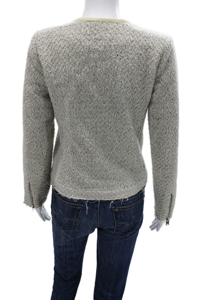 IRO Women Designer Gray Zip Long Sleeve Jacket Round Neck Size 0