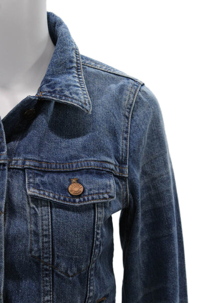Madewell Womens Dark Blue Cotton Collared Button Long Sleeve Jacket Size S