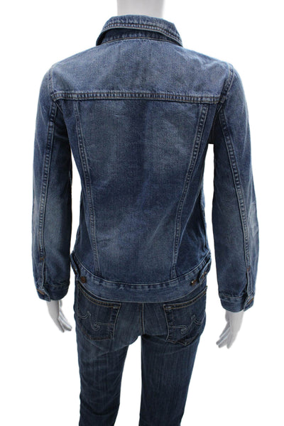 Madewell Womens Dark Blue Cotton Collared Button Long Sleeve Jacket Size S