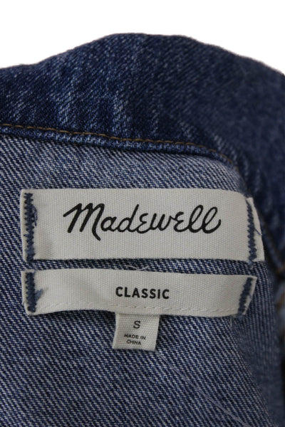 Madewell Womens Dark Blue Cotton Collared Button Long Sleeve Jacket Size S