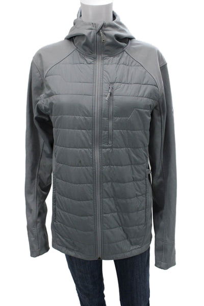 Under Armour Unisex Quilted Puffer Jacket Gray High Neck Zip Long Sleeve Size S