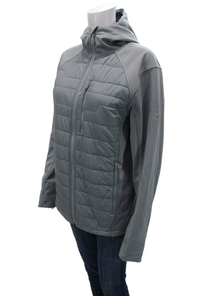 Under Armour Unisex Quilted Puffer Jacket Gray High Neck Zip Long Sleeve Size S