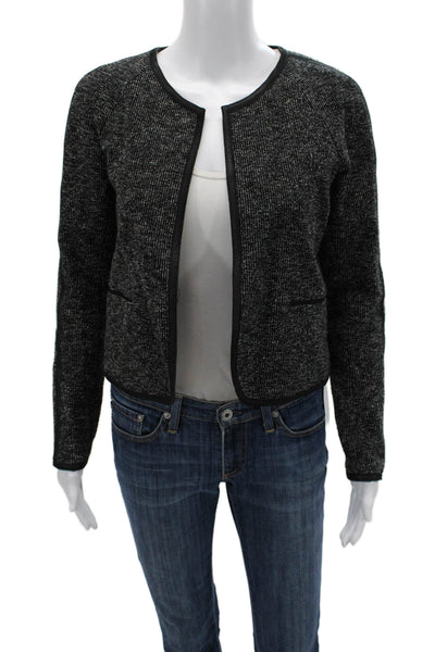 Theory Womens Black Round Neck Jacket Classic Cotton Blend Size 2