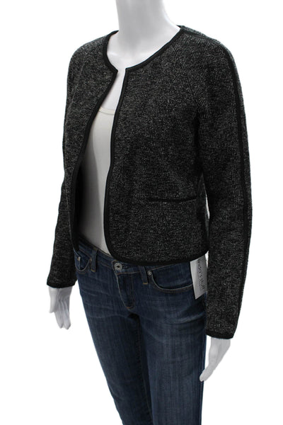 Theory Womens Black Round Neck Jacket Classic Cotton Blend Size 2