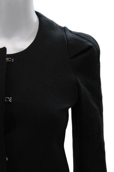 IRO Womens Designer Black Cotton Blazer Long Sleeve Hook Eye Size 0