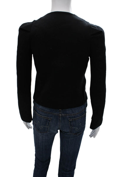 IRO Womens Designer Black Cotton Blazer Long Sleeve Hook Eye Size 0