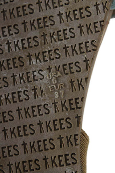 TKEES Womens Leather Slingbacks Sandals Blue Beige Size 6