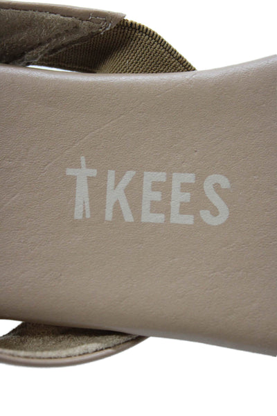 TKEES Womens Leather Slingbacks Sandals Blue Beige Size 6