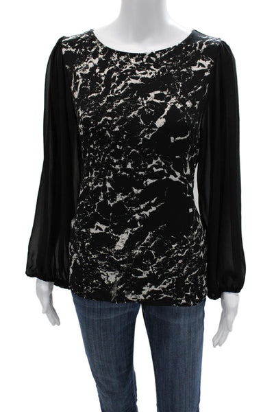 Vince Camuto Women Black Long Sleeve Round Neck Polyester Blouse Fall Size M