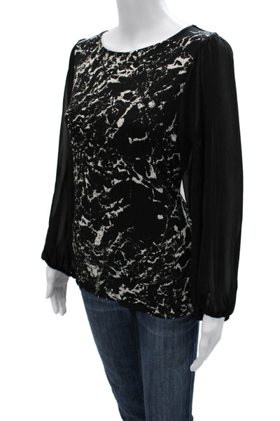 Vince Camuto Women Black Long Sleeve Round Neck Polyester Blouse Fall Size M