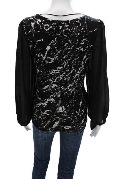 Vince Camuto Women Black Long Sleeve Round Neck Polyester Blouse Fall Size M