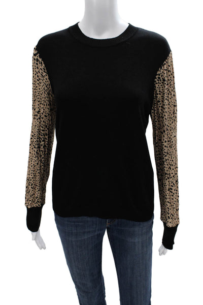 89th & Madison Unisex Black Leopard Pullover Sweater Long Sleeve Size M