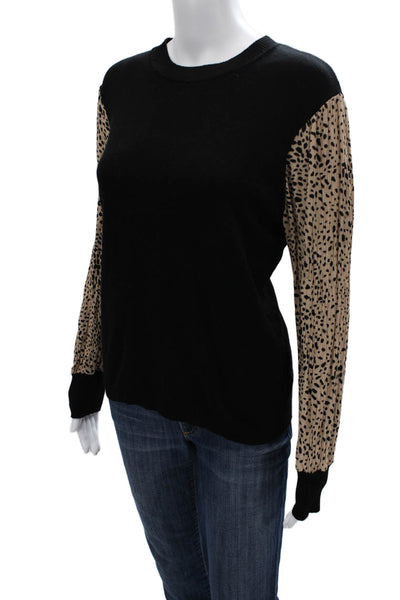 89th & Madison Unisex Black Leopard Pullover Sweater Long Sleeve Size M