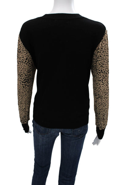 89th & Madison Unisex Black Leopard Pullover Sweater Long Sleeve Size M
