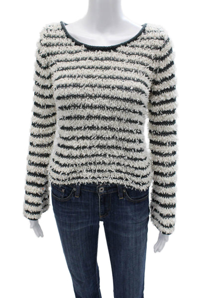 Free People Unisex Pullover Striped Round Neck Long Sleeve Beige Sweater Size S