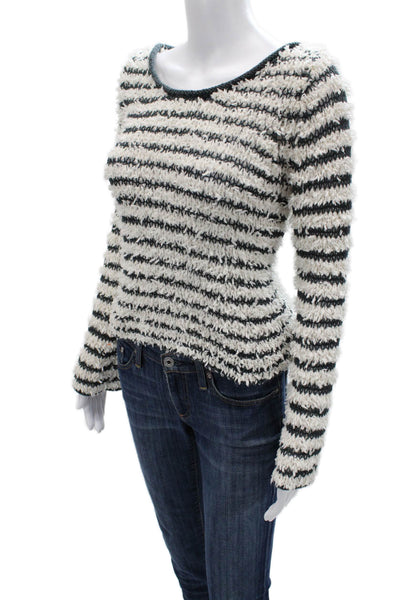 Free People Unisex Pullover Striped Round Neck Long Sleeve Beige Sweater Size S