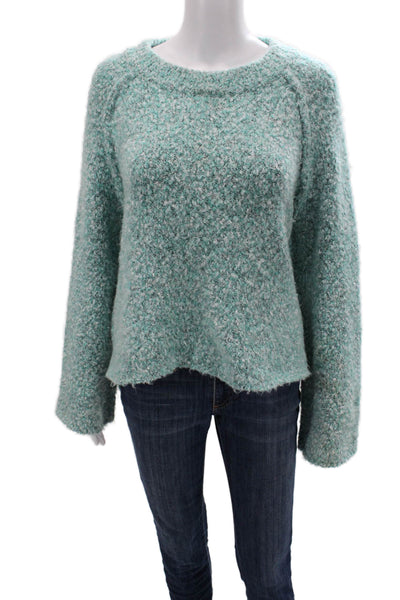 Free People Unisex Bohemian Green Pullover Sweater Crewneck Long Sleeve Size S