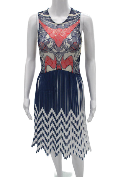 VHNY New York Women Tank Dress Dark Blue Geometric Cotton Sleeveless Size 6