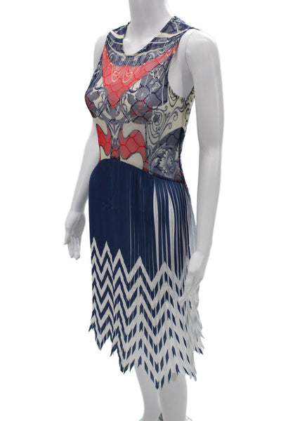 VHNY New York Women Tank Dress Dark Blue Geometric Cotton Sleeveless Size 6