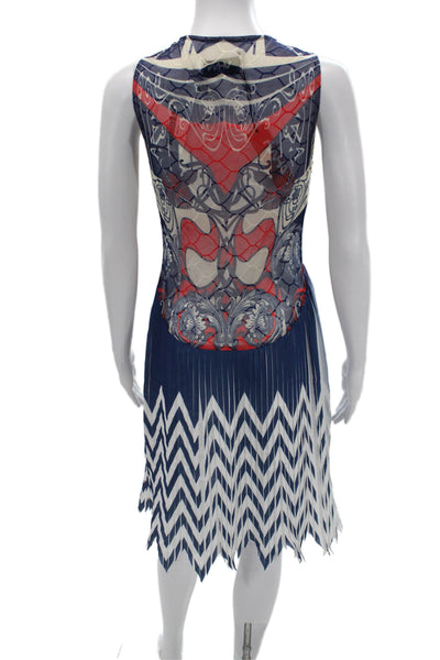 VHNY New York Women Tank Dress Dark Blue Geometric Cotton Sleeveless Size 6
