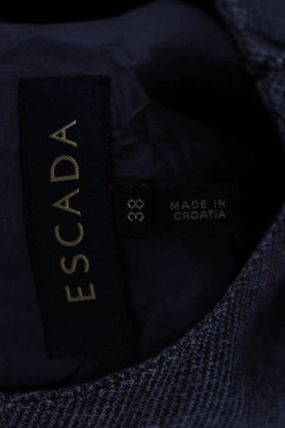 Escada Women Gray Checked Virgin Wool Blend Blazer High Neck Zip Size 38