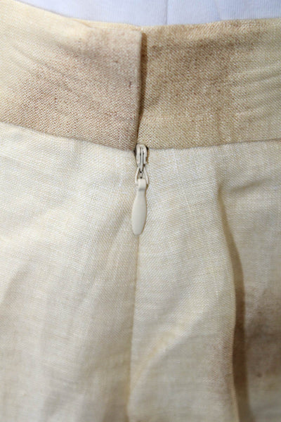 Anne Klein Womens Pleated Linen Graphic Knee Length Skirt Beige Size 8