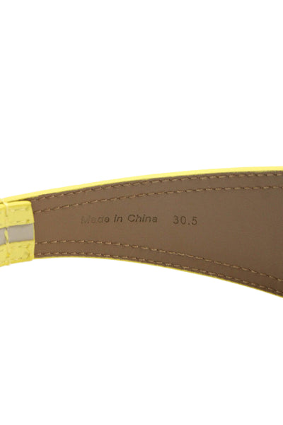 Elie Tahari Womens Leather Wide Silver Tone Belt Yellow Size 30.5