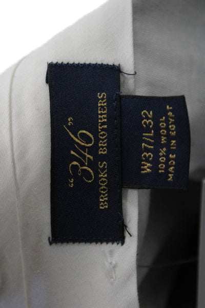 Brooks Brothers Mens Wool Dress Pants Dark Gray Solid Button Size 37