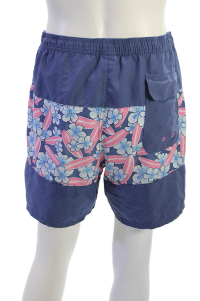 Vineyard Vines Mens Dark Blue Floral Drawstring Beach Polyester Shorts Size XL