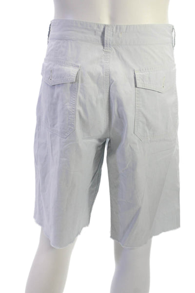 John Varvatos Star USA Mens Chino Shorts Light Blue Striped Cotton Size 36