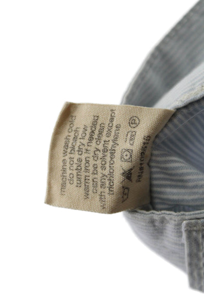 John Varvatos Star USA Mens Chino Shorts Light Blue Striped Cotton Size 36