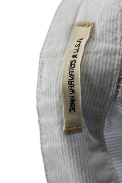 John Varvatos Star USA Mens Chino Shorts Light Blue Striped Cotton Size 36