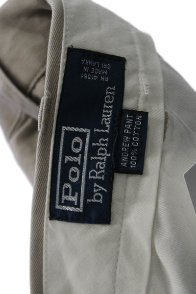 Polo Ralph Lauren Mens Khaki Chinos Beige Button 100% Cotton Size 38