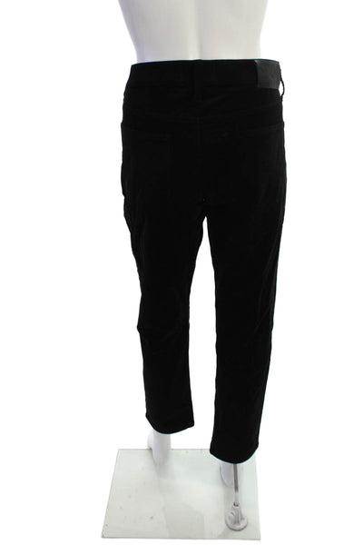 Paige Black Label Unisex Black Cropped Ankle Pants Button Size 31