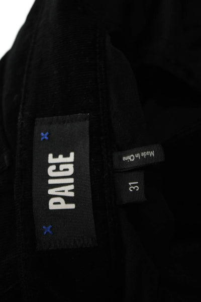Paige Black Label Unisex Black Cropped Ankle Pants Button Size 31