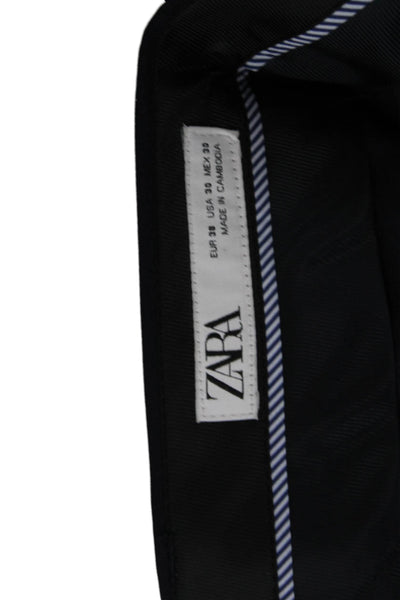 Zara Mens Ankle Dress Pants Dark Blue Button Size 30