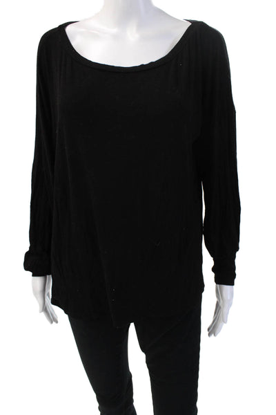 Michael Lauren Womens Basic Solid Black Long Sleeve Round Neck Top Size S