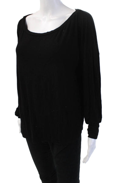Michael Lauren Womens Basic Solid Black Long Sleeve Round Neck Top Size S