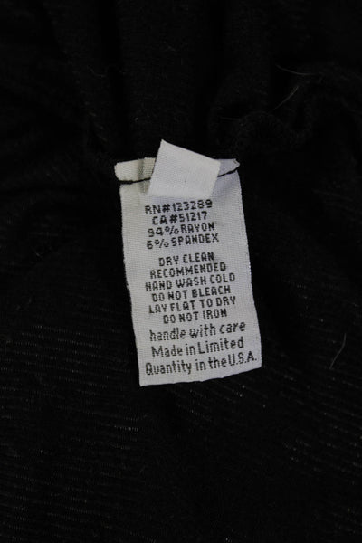 Michael Lauren Womens Basic Solid Black Long Sleeve Round Neck Top Size S